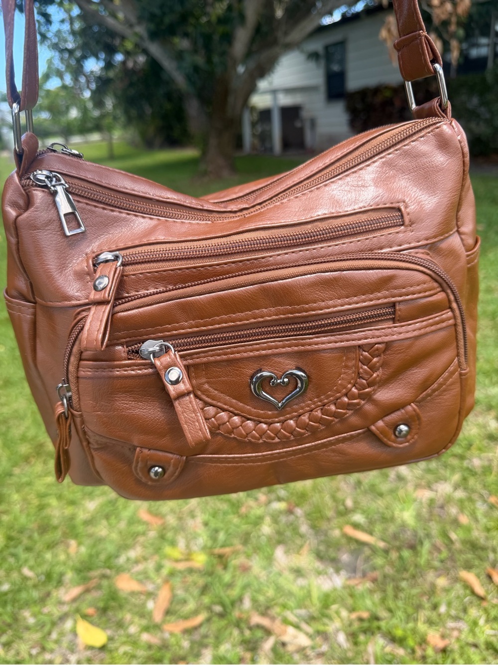 AFILE Crossbody Leather Shoulder Bag In Brown - Picture 5 of 16